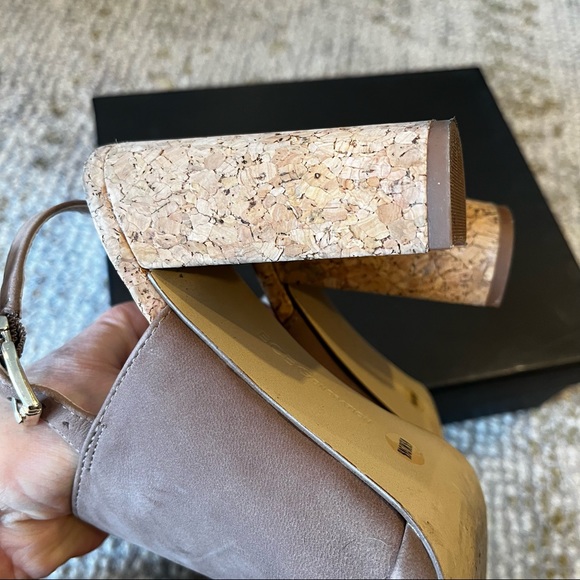 BCBG Loriah Taupe Cork Heel Sandal - Picture 7 of 14